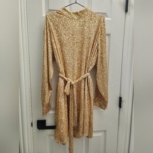 Gold Sequin Mini Dress